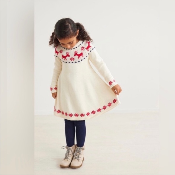 Hanna Andersson Holiday Sweater Dress Wool Cotton  Dress US 5 - Picture 1 of 12